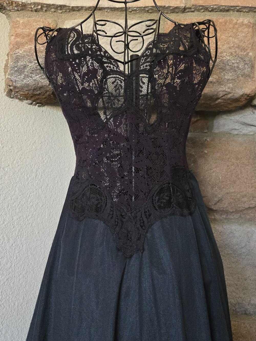 Vintage Olga Black Lace Maxi Slip Dress - Picture 2 of 11